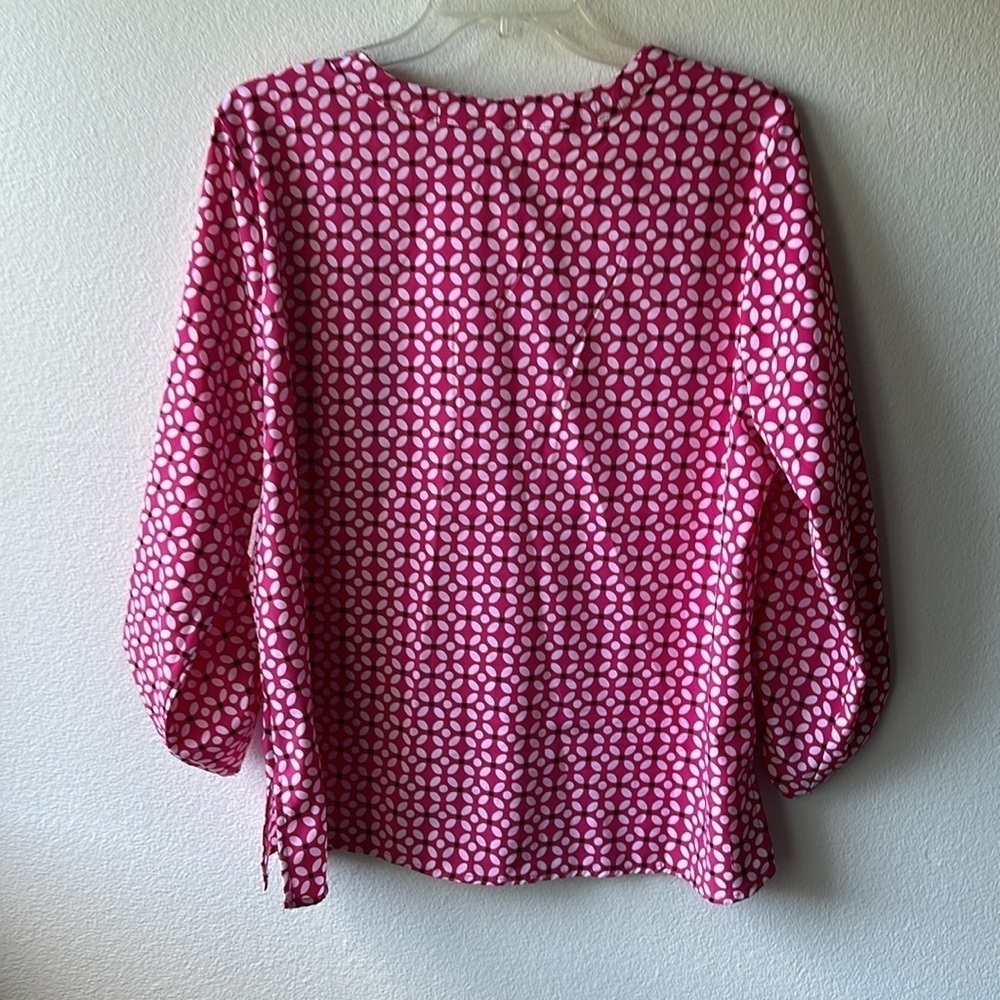 Adrienne Vittadini top pink white blouse size large career - Picture 6 of 9